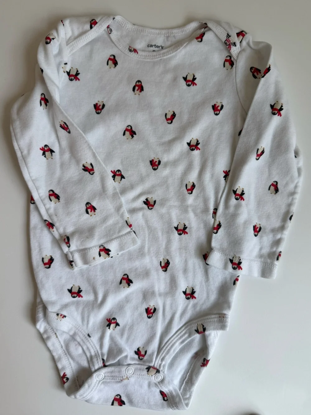 3/$15 | Carter's White, Gray & Red Penguin Two-Piece Matching Set